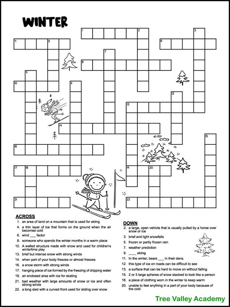 winter crossword puzzles with answers.